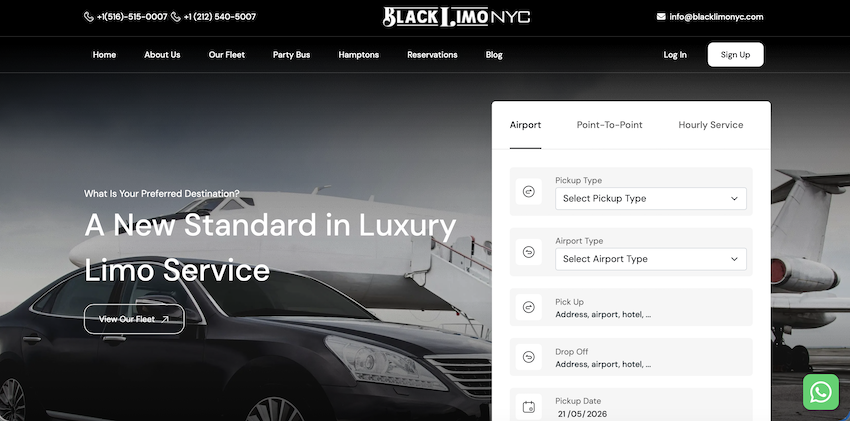 Luxury transportation and limousine booking website